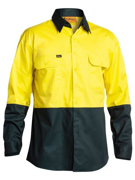 Bisley 2 Tone Hi Vis Long Sleeve Shirt Bs6895 12 1013