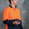 JB Hi Vis Cotton Back Adults Long Sleeve Polo 6HPL 1