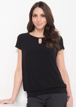 LSJ Ladies Keyhole Neck Banded Top 709 1