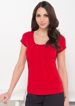 LSJ Ladies Round Neck Pleat Front Top 711 1