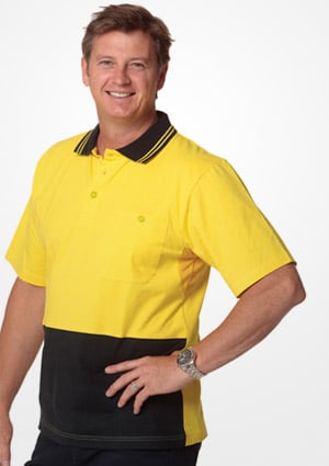 WS Two Tone Cotton Mens Short Sleeve Safety Polo (S to 3XL) SW35 1