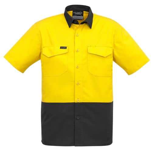 Syz Mens Rugged Hi Vis Cooling Ss Shirt Zw815 17 SYZ Mens Rugged Hi Vis Cooling Spliced Short Sleeve Shirt ZW815 5