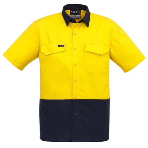 Syz Mens Rugged Hi Vis Cooling Ss Shirt Zw815 16 SYZ Mens Rugged Hi Vis Cooling Spliced Short Sleeve Shirt ZW815 4