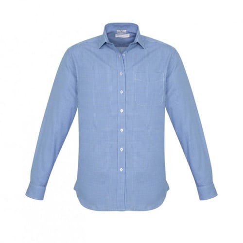 Biz Collection Ellison Mens Long Sleeve Check Shirt S716Ml 17 S716ML-french-blue