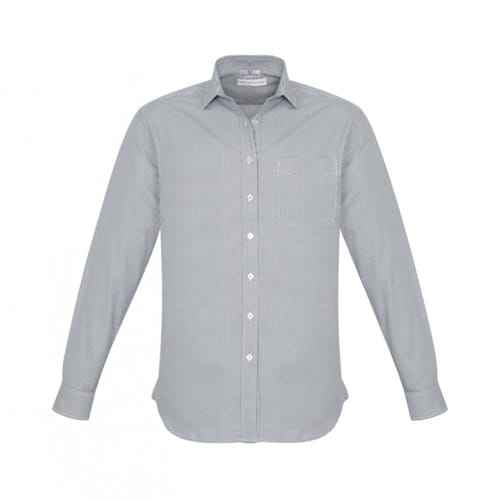 Biz Collection Ellison Mens Long Sleeve Check Shirt S716Ml 18 S716ML-silver
