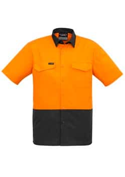 SYZ Mens Rugged Hi Vis Cooling Spliced Short Sleeve Shirt ZW815 1