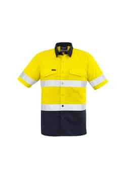 SYZ Mens Rugged Cooling Taped Hi Vis Spliced S/S Shirt ZW835 1