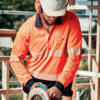 SYZ Unisex Hi Vis Long Sleeve Polo ZH530 1