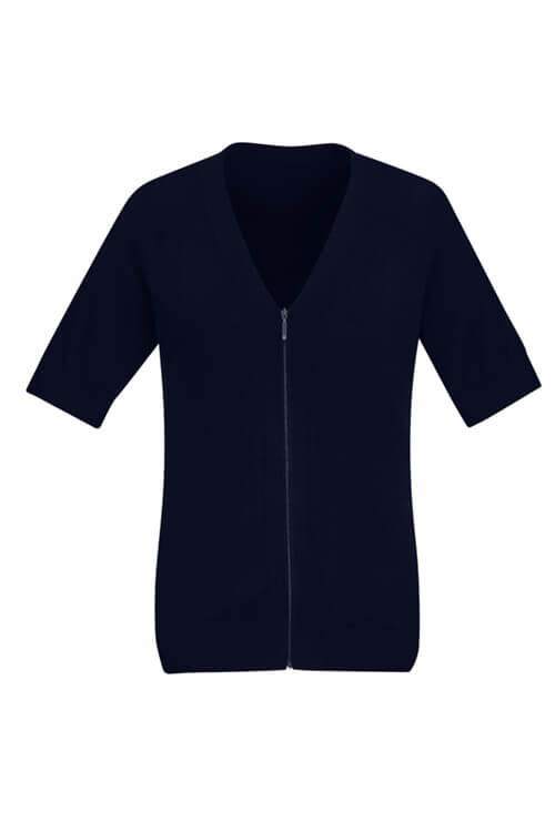 Biz Care Womens Zip Front Short Sleeve Knit Ck962Lc (Copy) 4 CK962LC_Navy