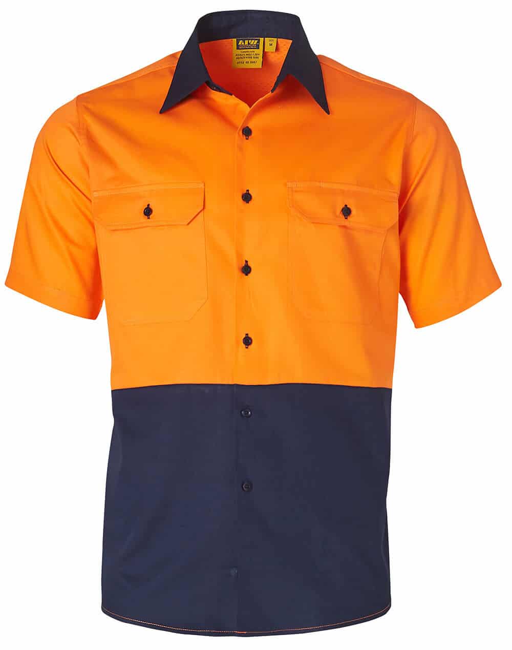 Ws Mens Hi Vis Cool-Breeze Ss Safety Shirt Sw57 12 SW57_OrangeNavy