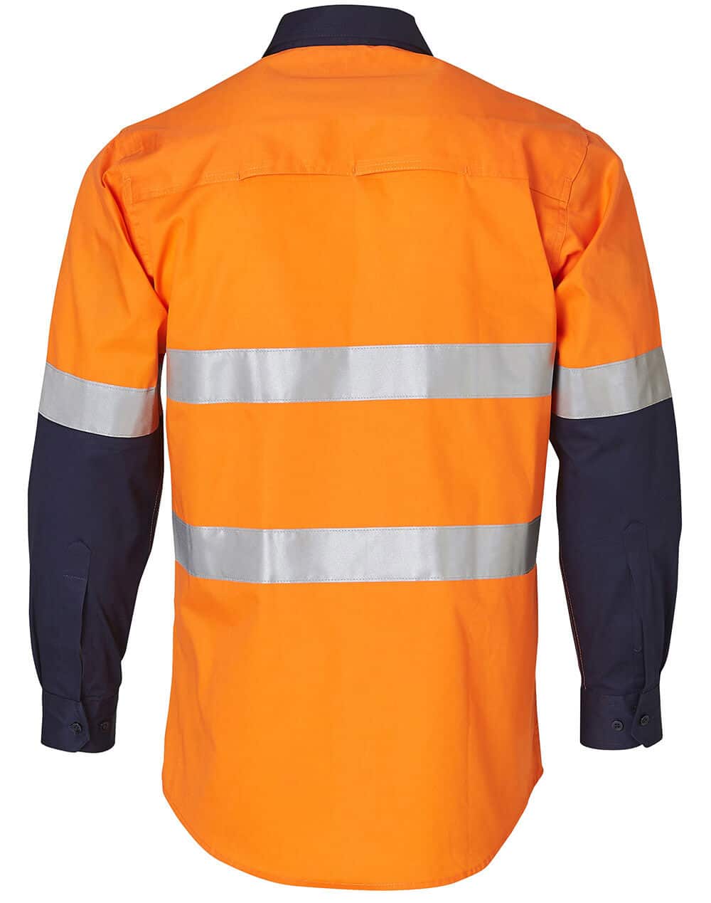 Ws Mens High Vis Cool-Breeze Ls Shirt - Reflective 3M Tapes Sw60 15 SW60_OrangeNavy_Back