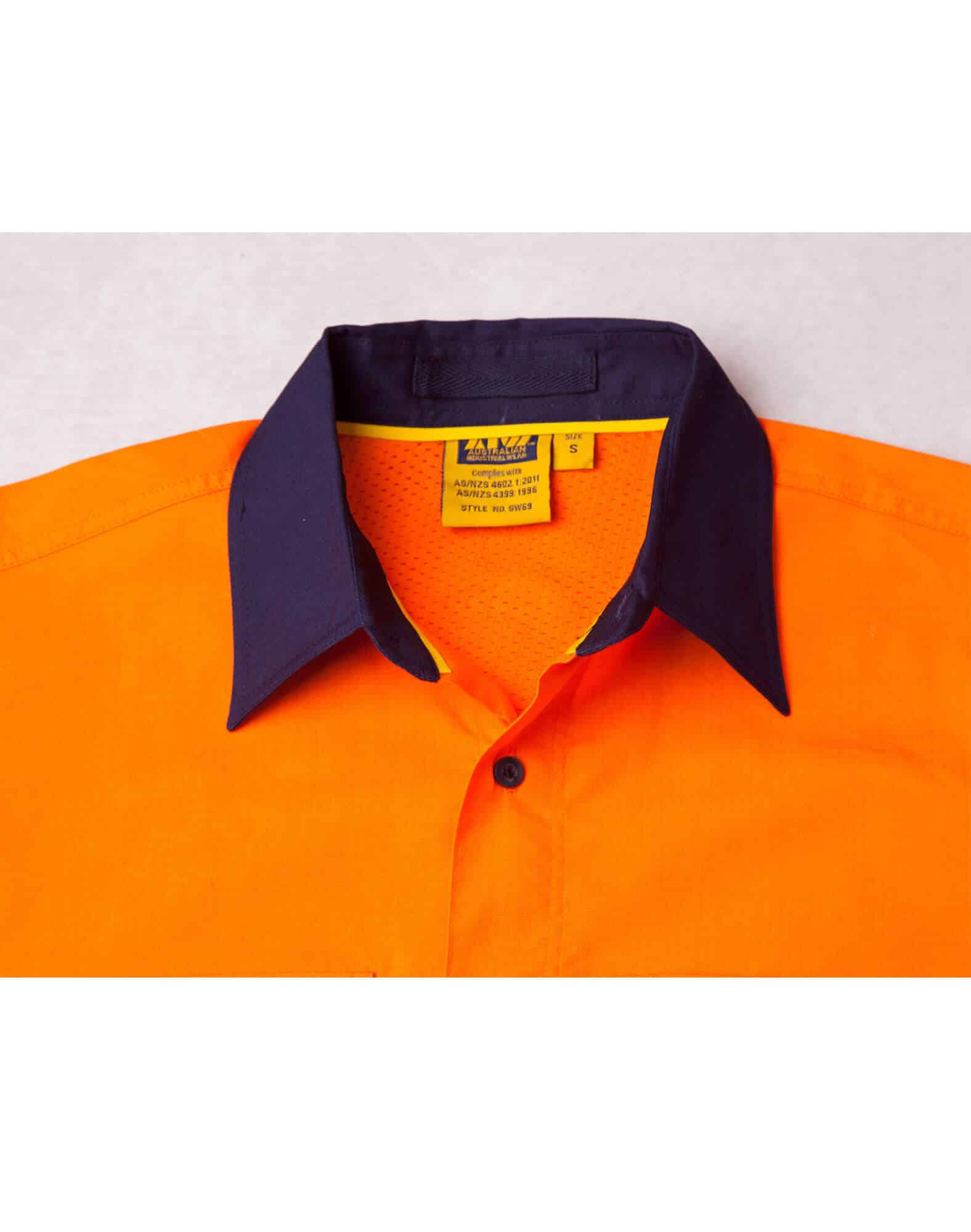 Ws Unisex Hi Vis Ls Safety Shirt With 3M Tape Sw69 25 SW69_CollarDetails