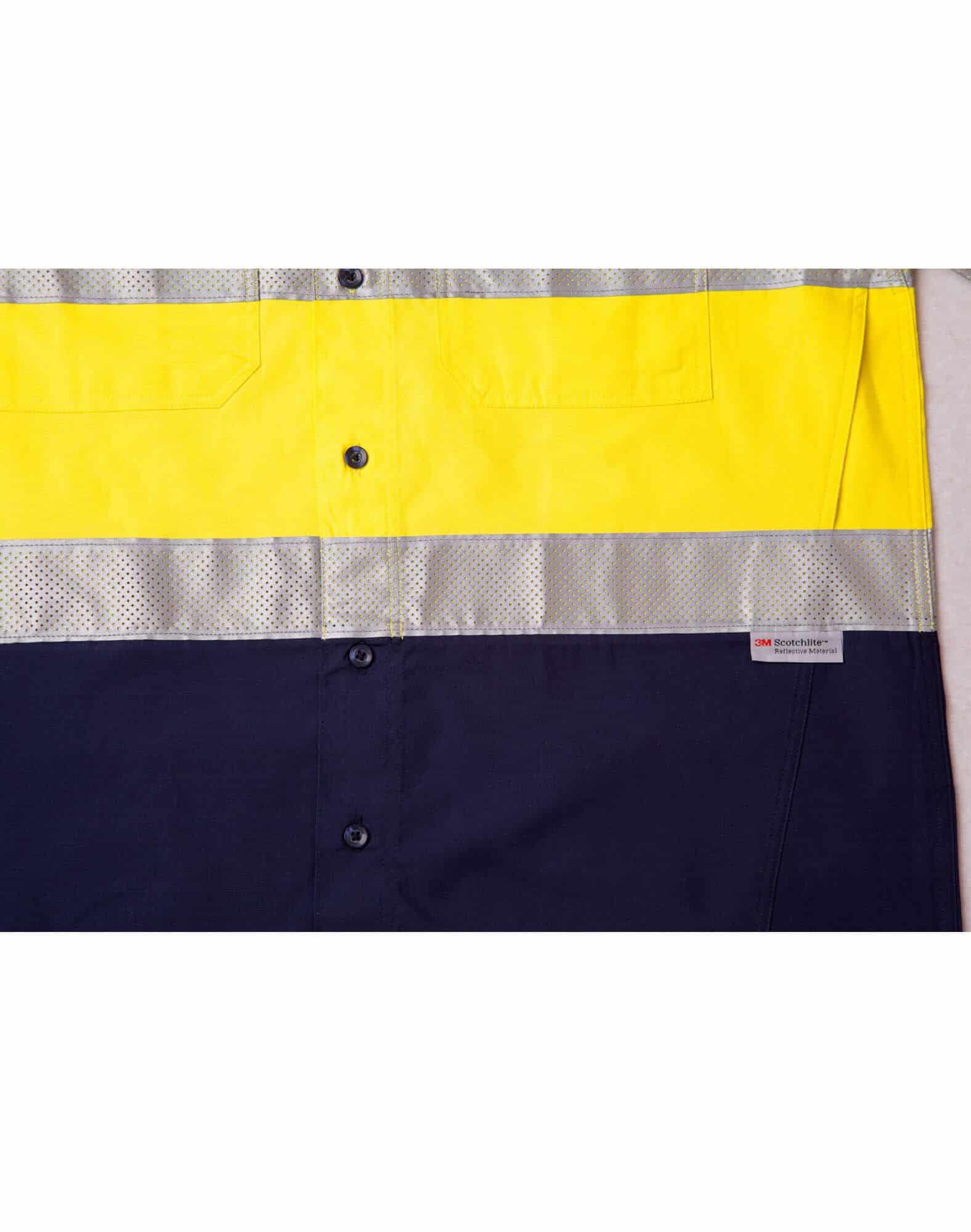 Ws Unisex Hi Vis Ls Safety Shirt With 3M Tape Sw69 30 SW69_Fabric&ReflectiveTapDetails