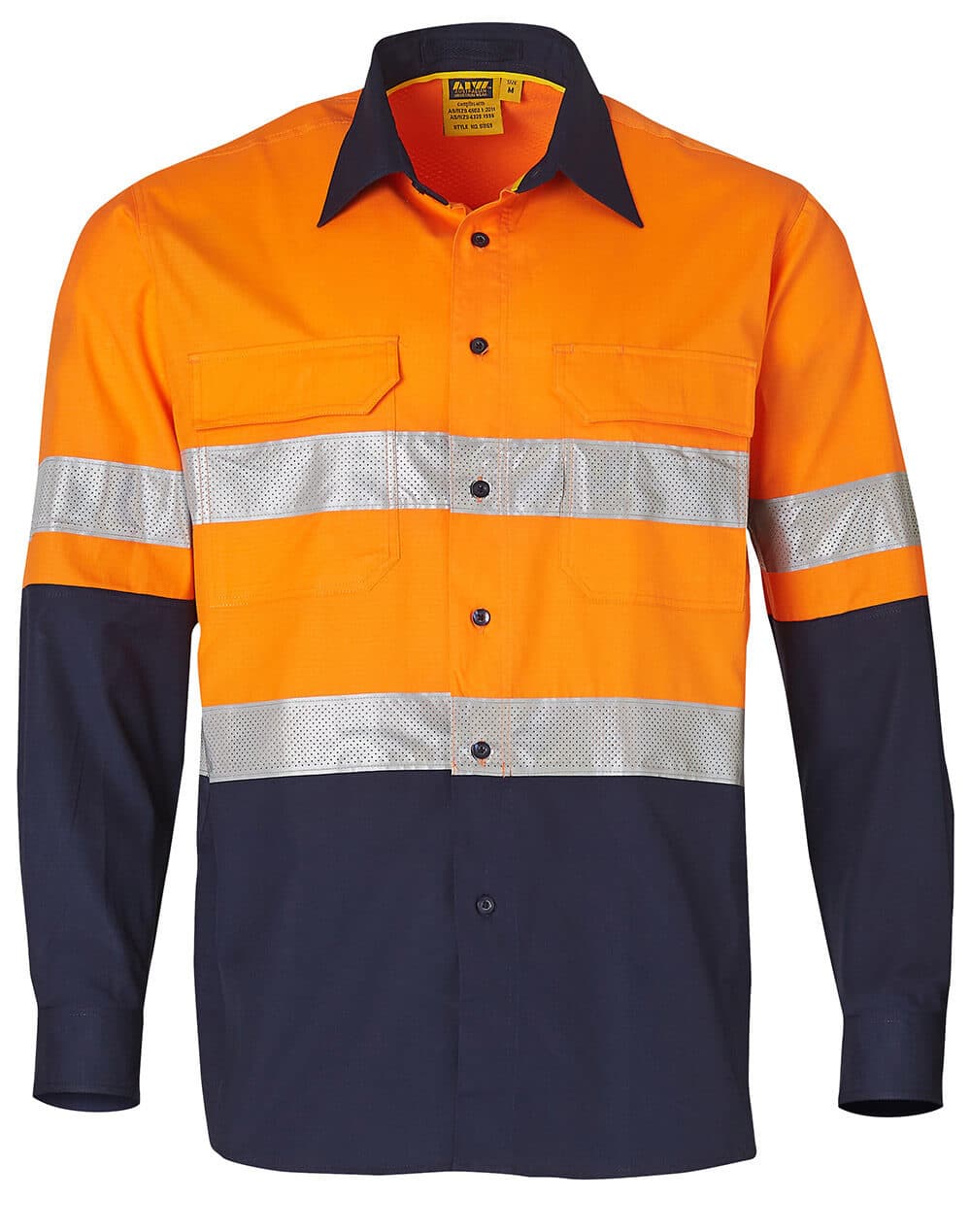 Ws Unisex Hi Vis Ls Safety Shirt With 3M Tape Sw69 23 SW69_Orange