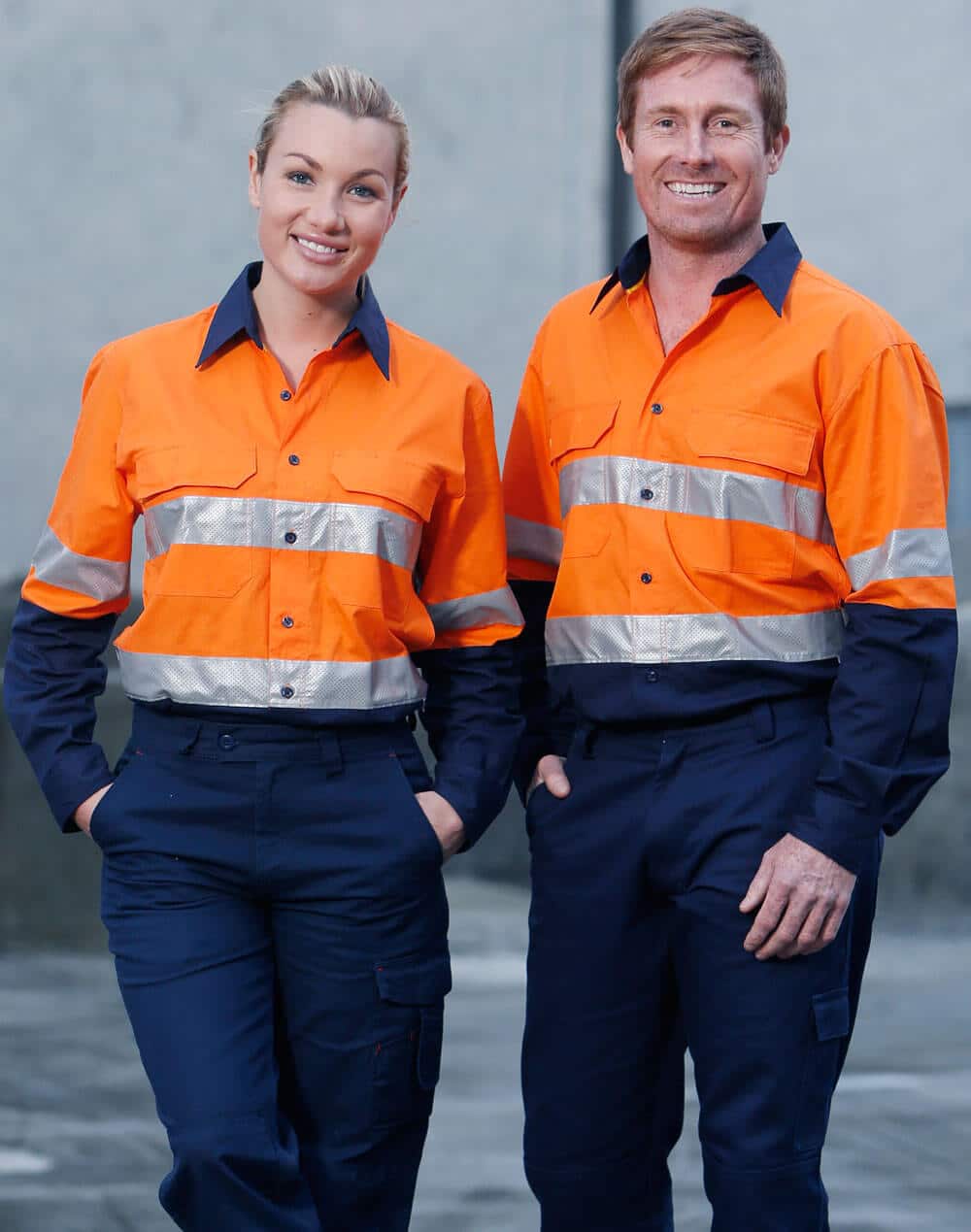 Ws Unisex Hi Vis Ls Safety Shirt With 3M Tape Sw69 22 SW69_main-orange