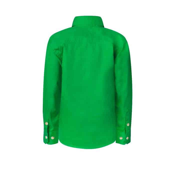 Work Craft Kids Lightweight Ls Half Placket Shirt - Contrast Buttons - Wsk131 28 _232_wsk131_grn_2_1