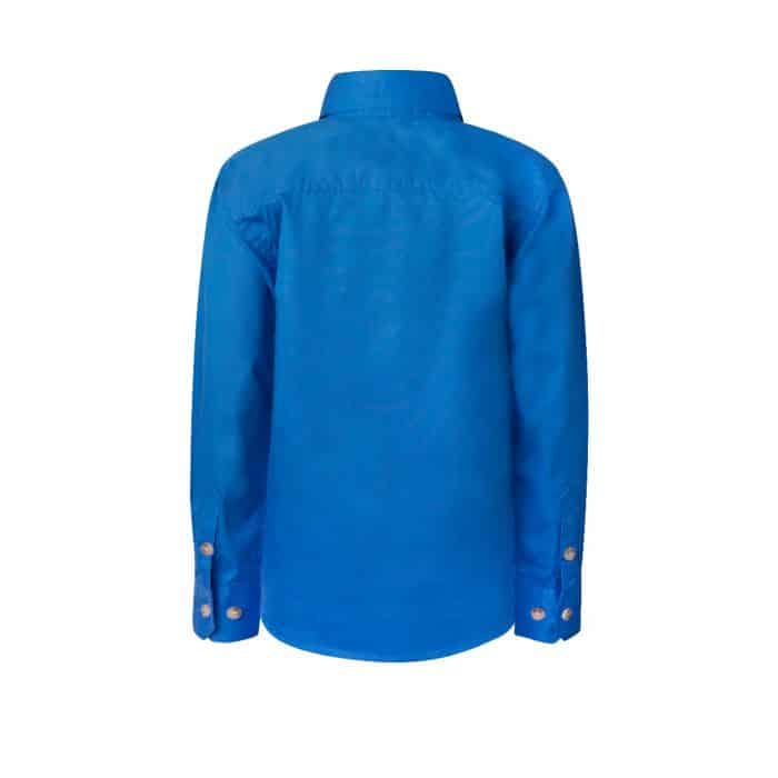 Work Craft Kids Lightweight Ls Half Placket Shirt - Contrast Buttons - Wsk131 26 _241_wsk131_cblu_2_1