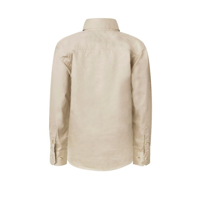 Work Craft Kids Lightweight Ls Half Placket Shirt - Contrast Buttons - Wsk131 30 _242_wsk131_cream_2_1
