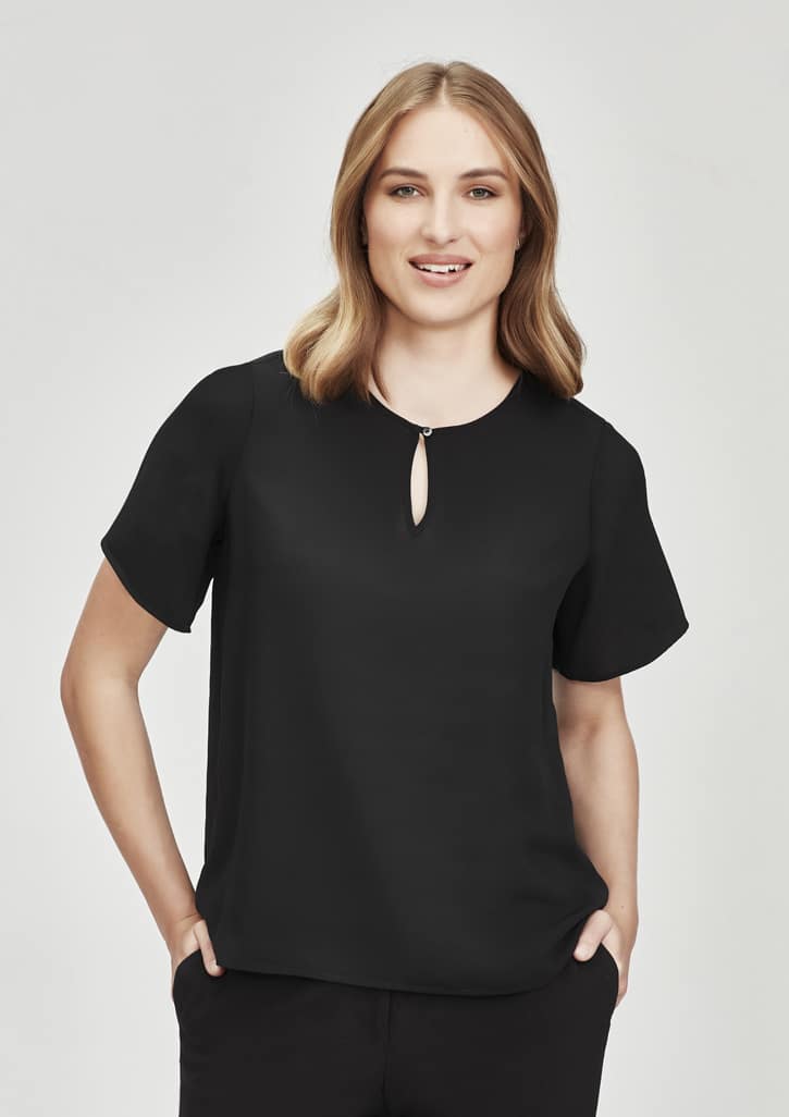 Biz Corporates Vienna Womens Short Sleeve Blouse Rb261Ls 4 RB261LS_Talent_Black_01_ovyn4IY