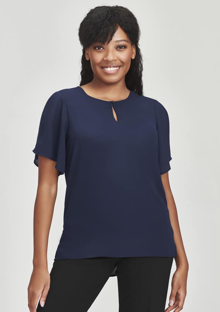 Biz Corporates Vienna Womens Short Sleeve Blouse Rb261Ls 10 RB261LS_Talent_Navy_01