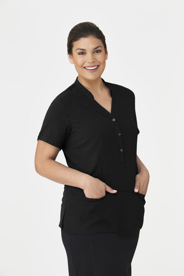 Cc City Stretch Spot Ladies Short Sleeve Tunic 2174 16 2174 Black Image 01 2019 scaled 600x900 1