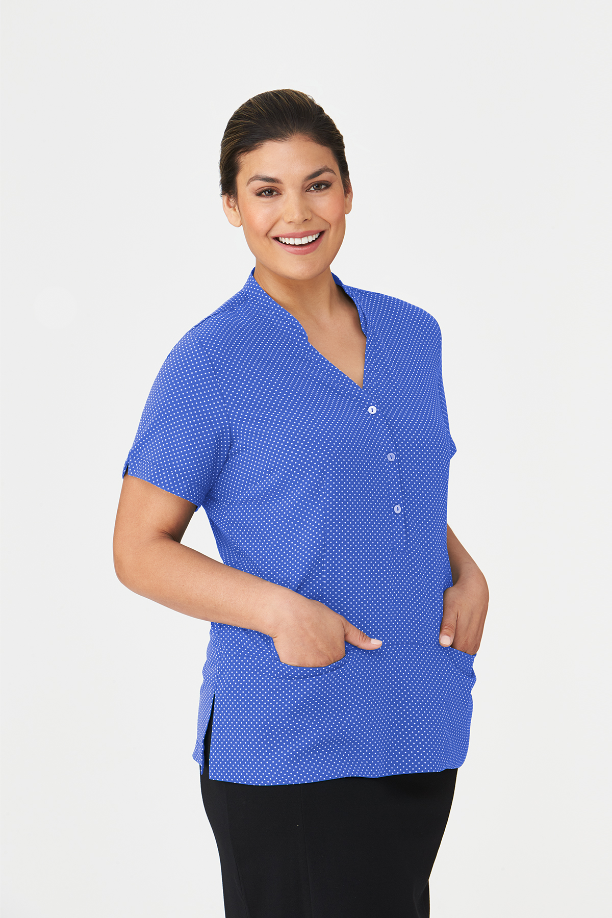 Cc City Stretch Spot Ladies Short Sleeve Tunic 2174 17 2174 Blue 3