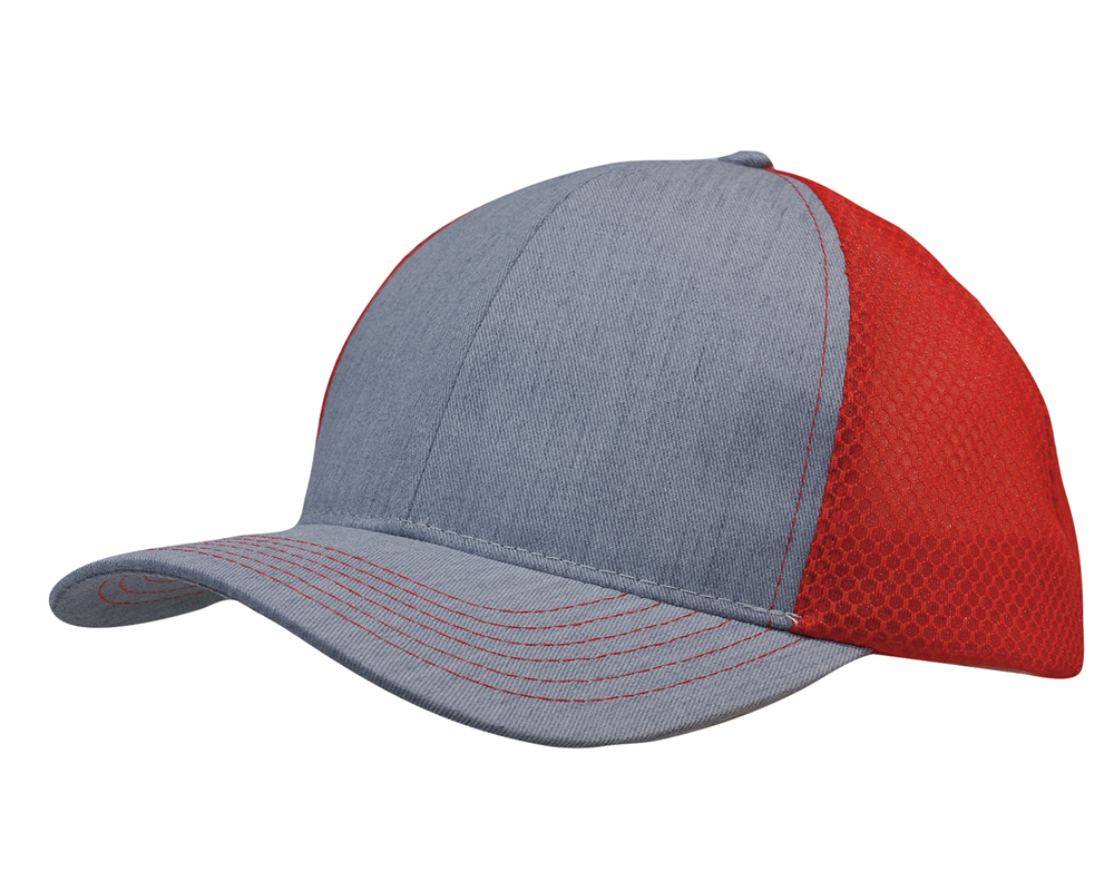 Light Brushed Poly Cotton Marle Cap 3971 5 3971 Grey Red
