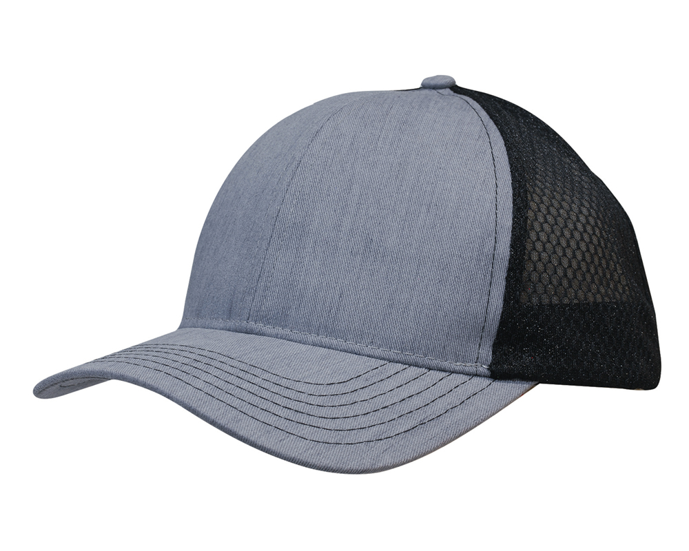 Light Brushed Poly Cotton Marle Cap 3971 2 3971 Grey Black