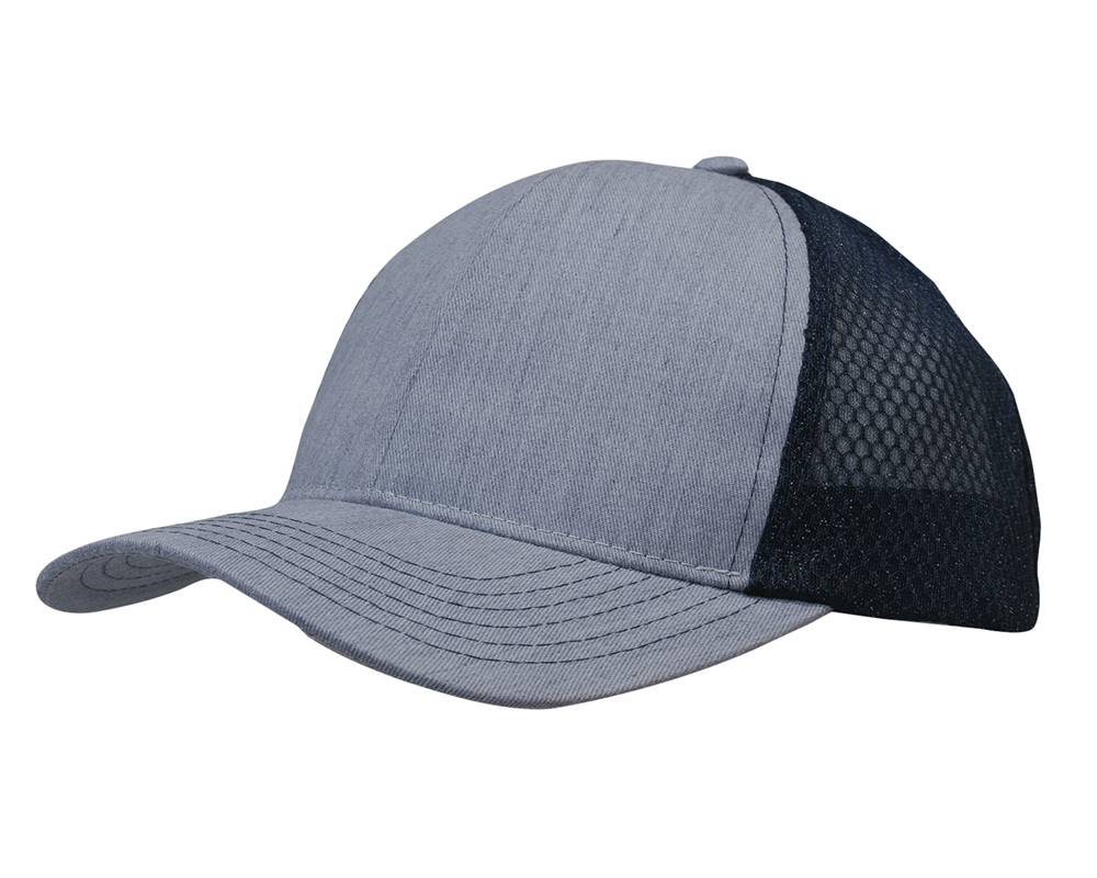 Light Brushed Poly Cotton Marle Cap 3971 4 3971 Grey Navy