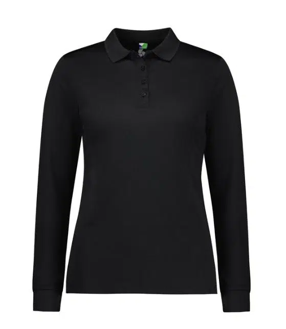 Biz Collection Womens Action Long Sleeve Polo P206Ll 9 BLACK P206LL
