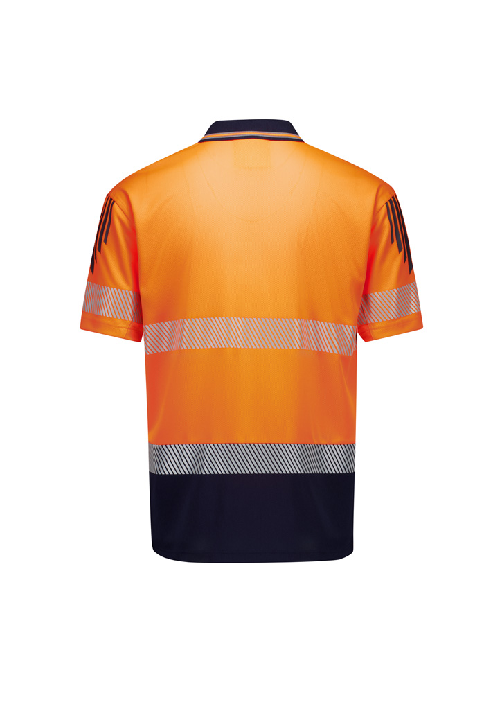 Mens Hi Vis Flux Segmented Tape Short Sleeve Polo Zh555 5 Back