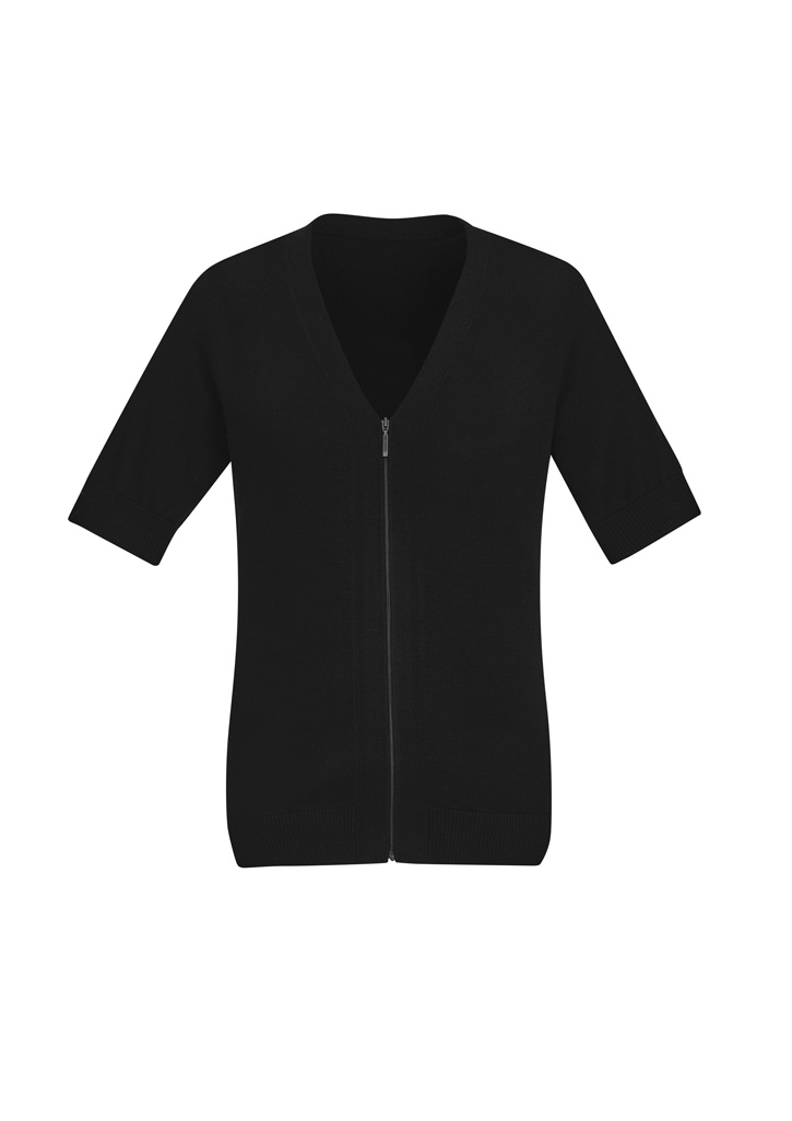 Biz Care Womens Zip Front Short Sleeve Knit Ck962Lc 10 CK962LC bProduct Black 01 4VctitS