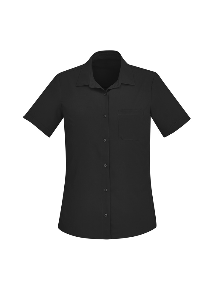Biz Care Womens Florence Stretch Plain Ss Shirt Cs947Ls 2 CS947LS bProduct Black 01 MS04csv