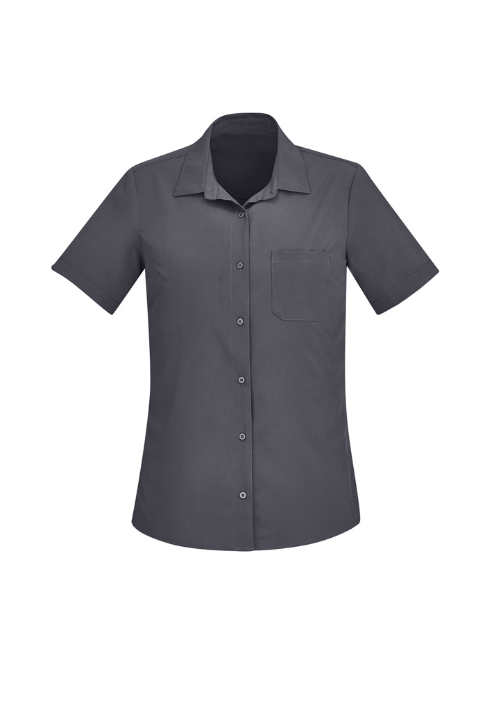 Biz Care Womens Florence Stretch Plain Ss Shirt Cs947Ls 3 CS947LS bProduct Charcoal 01 i1zlOta