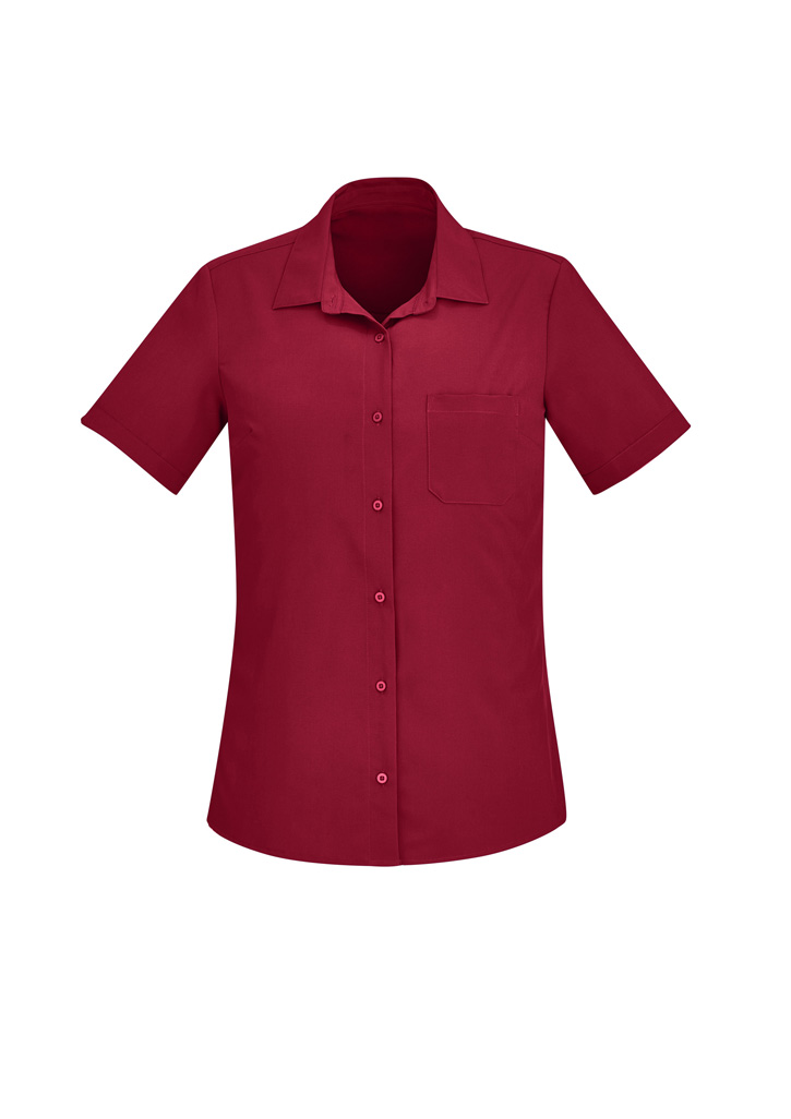 Biz Care Womens Florence Stretch Plain Ss Shirt Cs947Ls 4 CS947LS bProduct Cherry 01 VuwR4PX