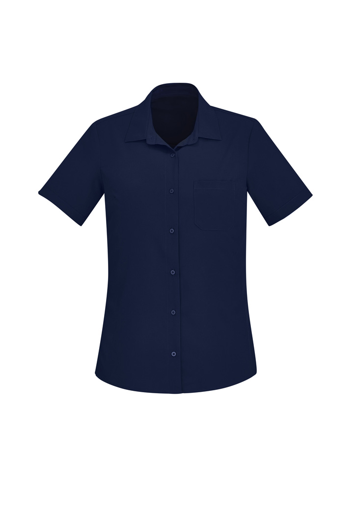 Biz Care Womens Florence Stretch Plain Ss Shirt Cs947Ls 7 CS947LS bProduct Navy 01 AKsjHR6