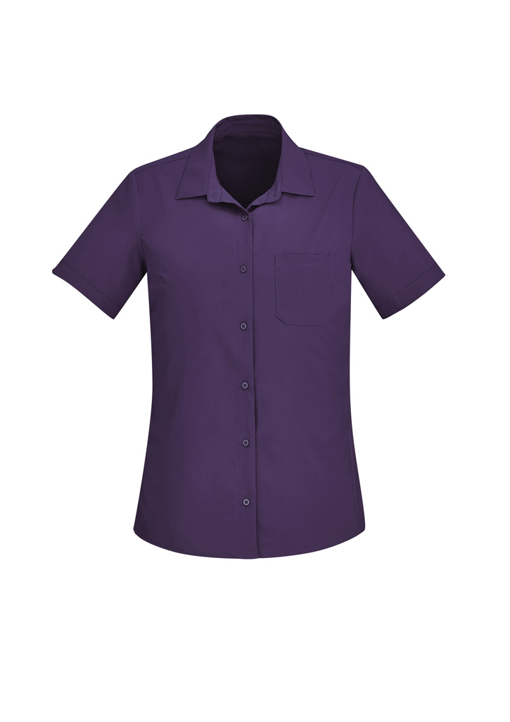 Biz Care Womens Florence Stretch Plain Ss Shirt Cs947Ls 8 CS947LS bProduct Purple 01 ptu1qP0