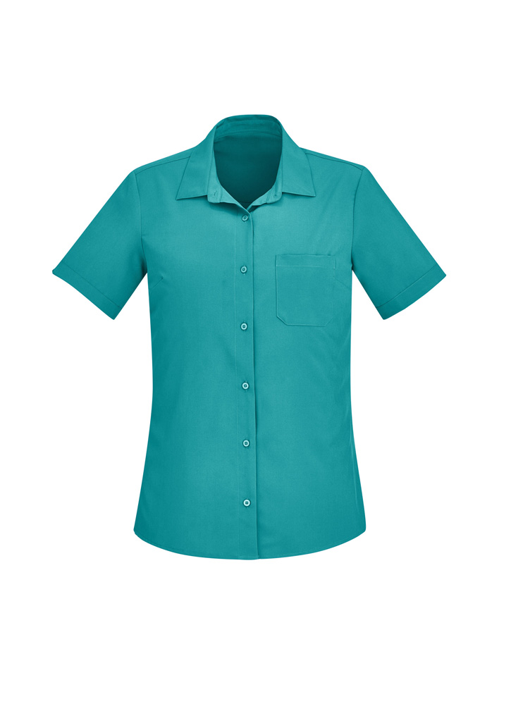 Biz Care Womens Florence Stretch Plain Ss Shirt Cs947Ls 9 CS947LS bProduct Teal 01 lWUs0qm