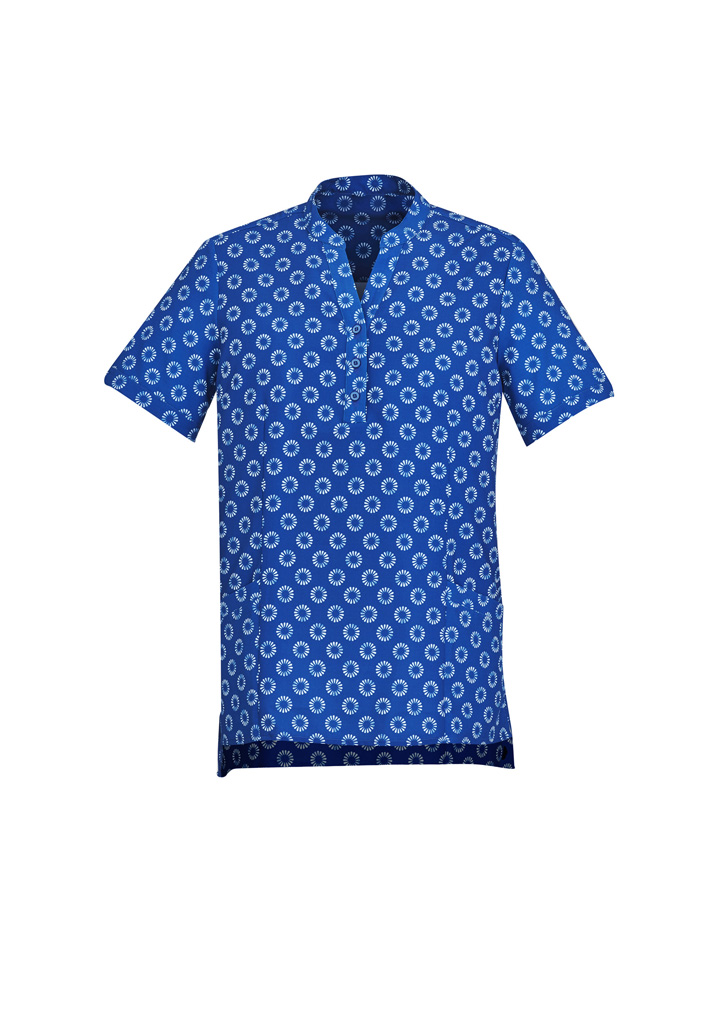 Biz Care Womens Daisy Print Short Sleeve Tunic Cs950Ls 2 CS950LS bProduct ElectricBlue 01 31UKsUl