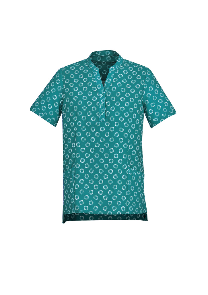 Biz Care Womens Daisy Print Short Sleeve Tunic Cs950Ls 5 CS950LS bProduct Teal 01 DhmbYDm