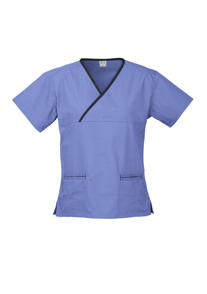 Biz Collection Contrast Crossover Ladies Scrub Top H10722 4