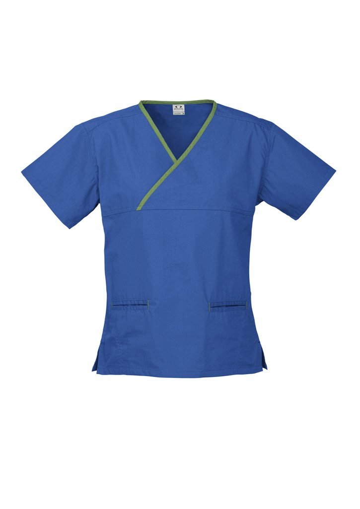 Biz Collection Contrast Crossover Ladies Scrub Top H10722 3 H10722 bProduct Royal Lime 02 90yQfoP