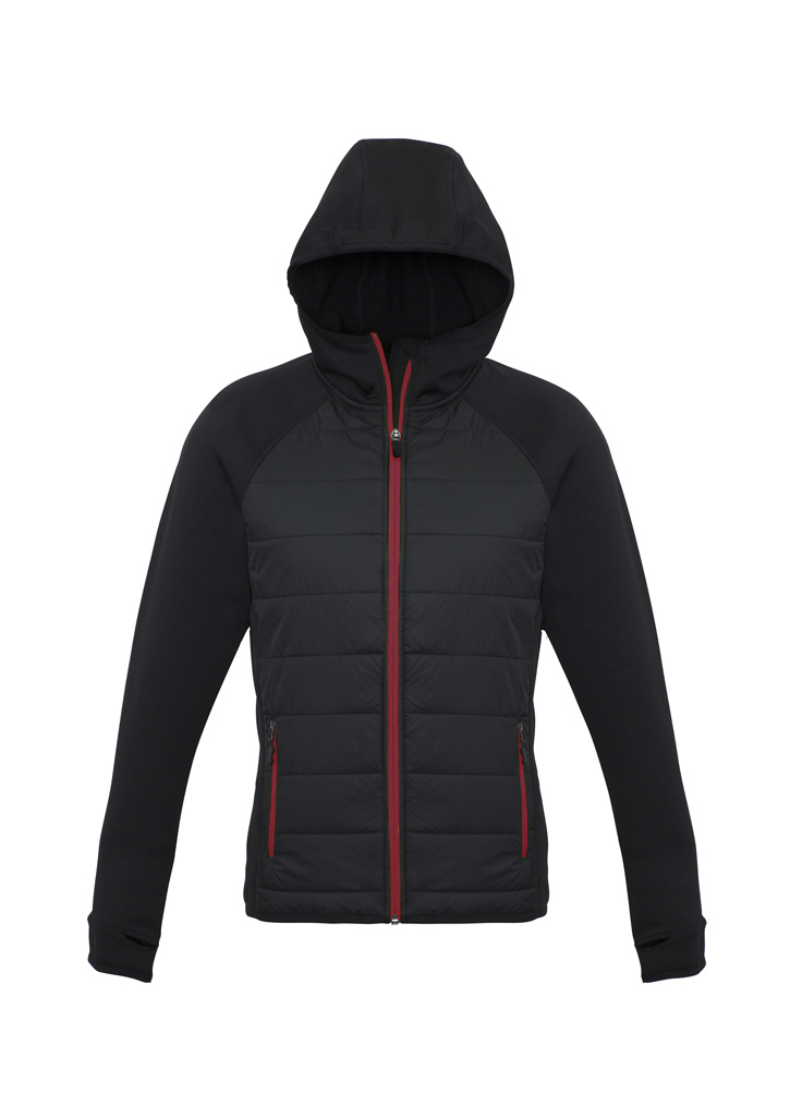 Biz Collection Stealth Tech Ladies Hybrid Hoodie Jacket J515L (Clearance) 9 J515L bProduct Black Red 01 jiJUgPh