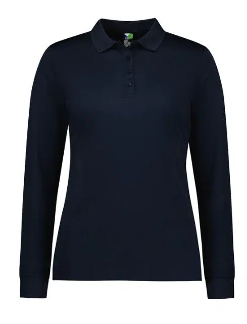 Biz Collection Womens Action Long Sleeve Polo P206Ll 8 NAVY P206LL