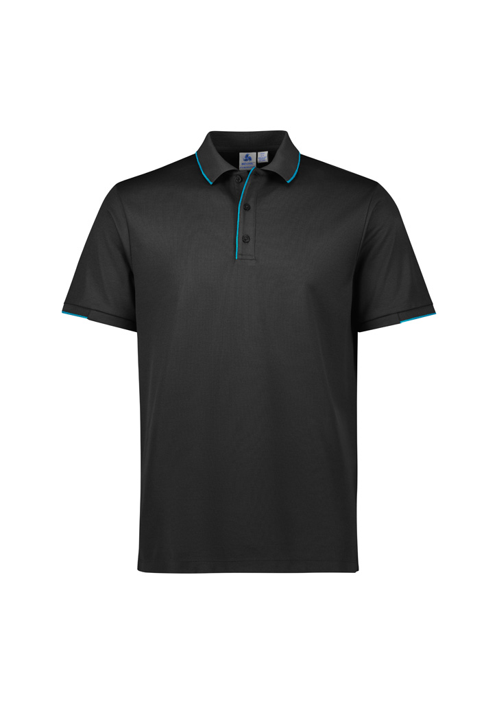 Biz Collection Men'S Focus Short Sleeve Polo P313Ms 18 P313MS Product Black Cyan 01