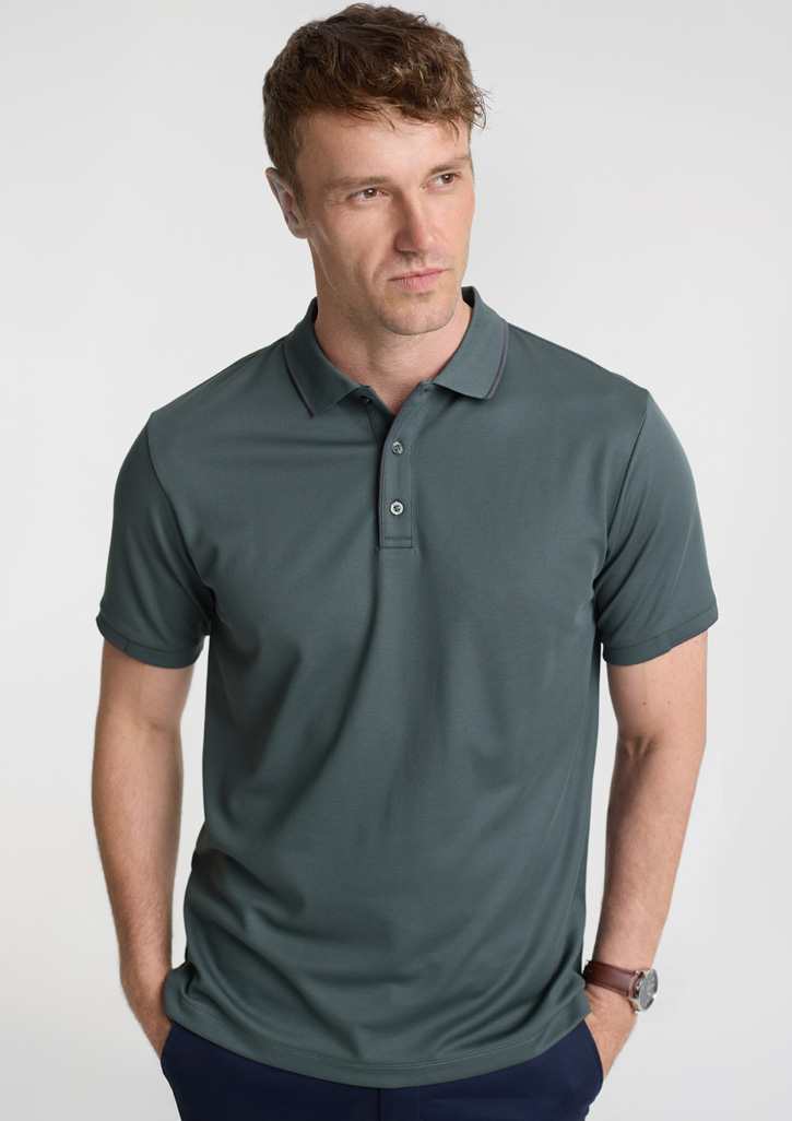 Biz Collection Men'S Focus Short Sleeve Polo P313Ms 17 P313MS Talent Seafoam Charcoal 01