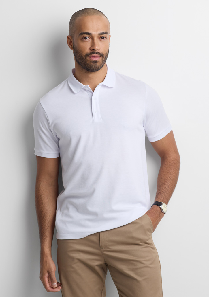 Biz Collection Men'S Focus Short Sleeve Polo P313Ms 15 P313MS Talent White White 01