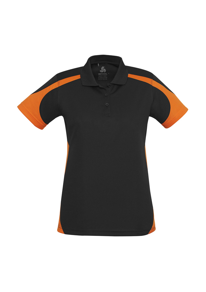 Biz Collection Talon Ladies Mesh Polo P401Ls 20 P401LS bProduct Black Orange 01 gZmqaqv