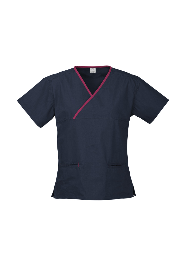 Biz Collection Contrast Crossover Ladies Scrub Top H10722 2