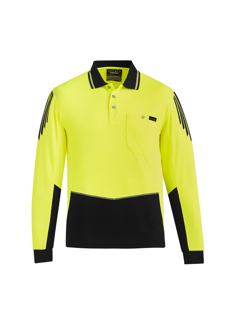 Mens Hi Vis Flux Long Sleeve Polo Zh310 8 YellowBlack
